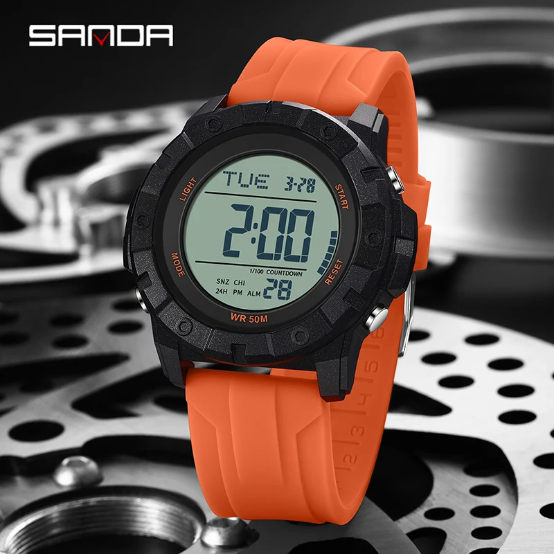 SANDA 2176 Luxury New LED Orologio sportivo elettronico digitale Casual uomo ragazzo Militare Orologi da polso impermeabili relógio masculino