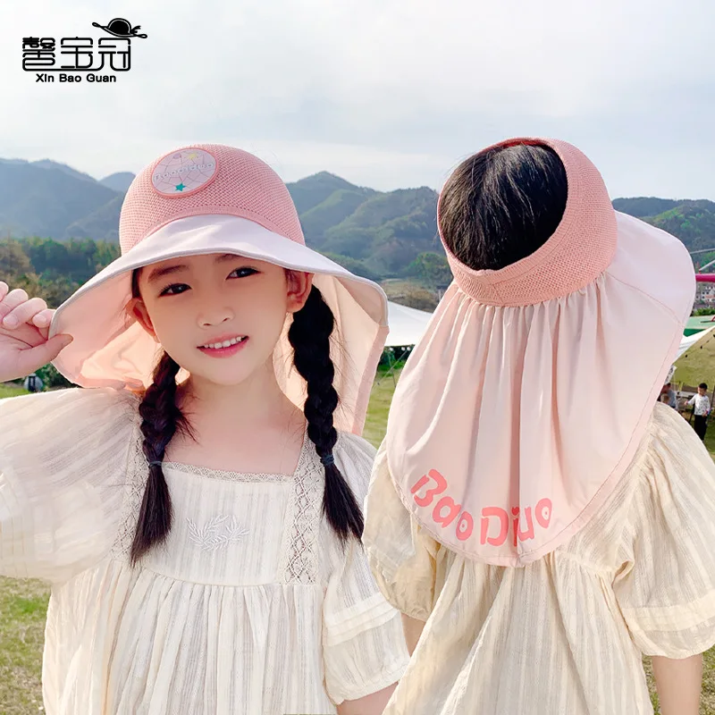 3-12 years Old Kids Sun Hat with Neck Flap - Adjustable Children boy girl Wide Brim Summer UPF50+ Sun Protection Mesh Bucket