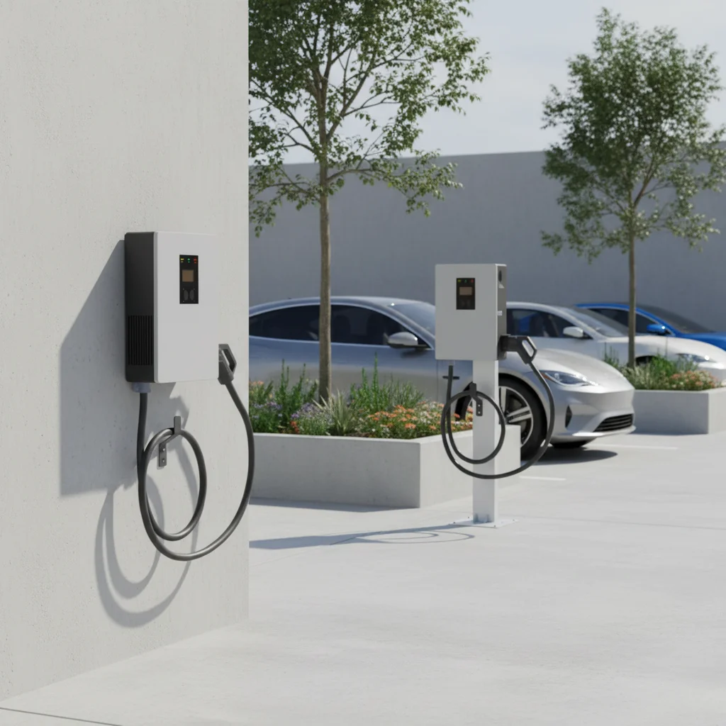 7KW 32A Single Phase IP54 Wall-Mounted DC EV Charger Station Type 2 Interfaces With 5m Connector Line