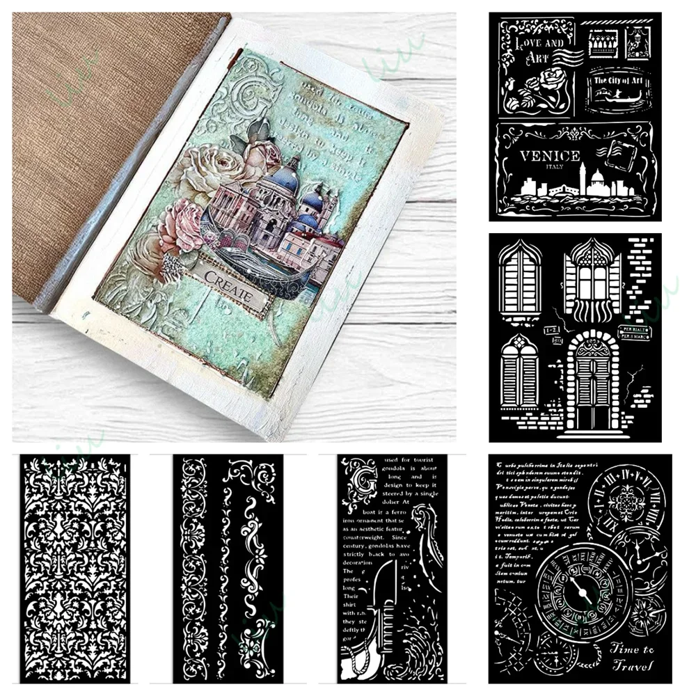 

Scrapbook Diary Decoration Embossing Stencil Template for DIY Greeting Handmade Venice City of Art Gondola Stencil 2025 June New