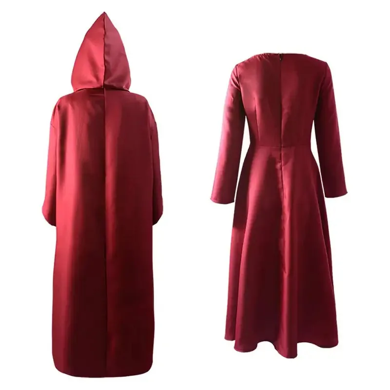 

25COSHandmaid Cosplay Women Costume TV Handmaid Tale Disguise Role Red Cloak Dress Scarf White Hat Set Uniform Halloween Party S