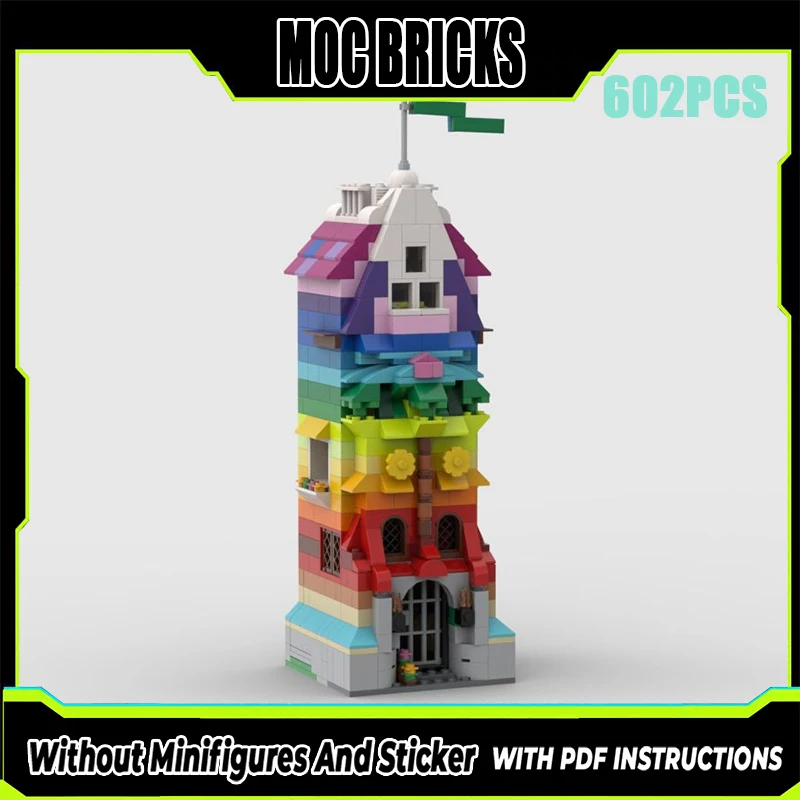 

Exquisite new product MOC building block street view model rainbow tower technology modular children's toy DIY assembly set