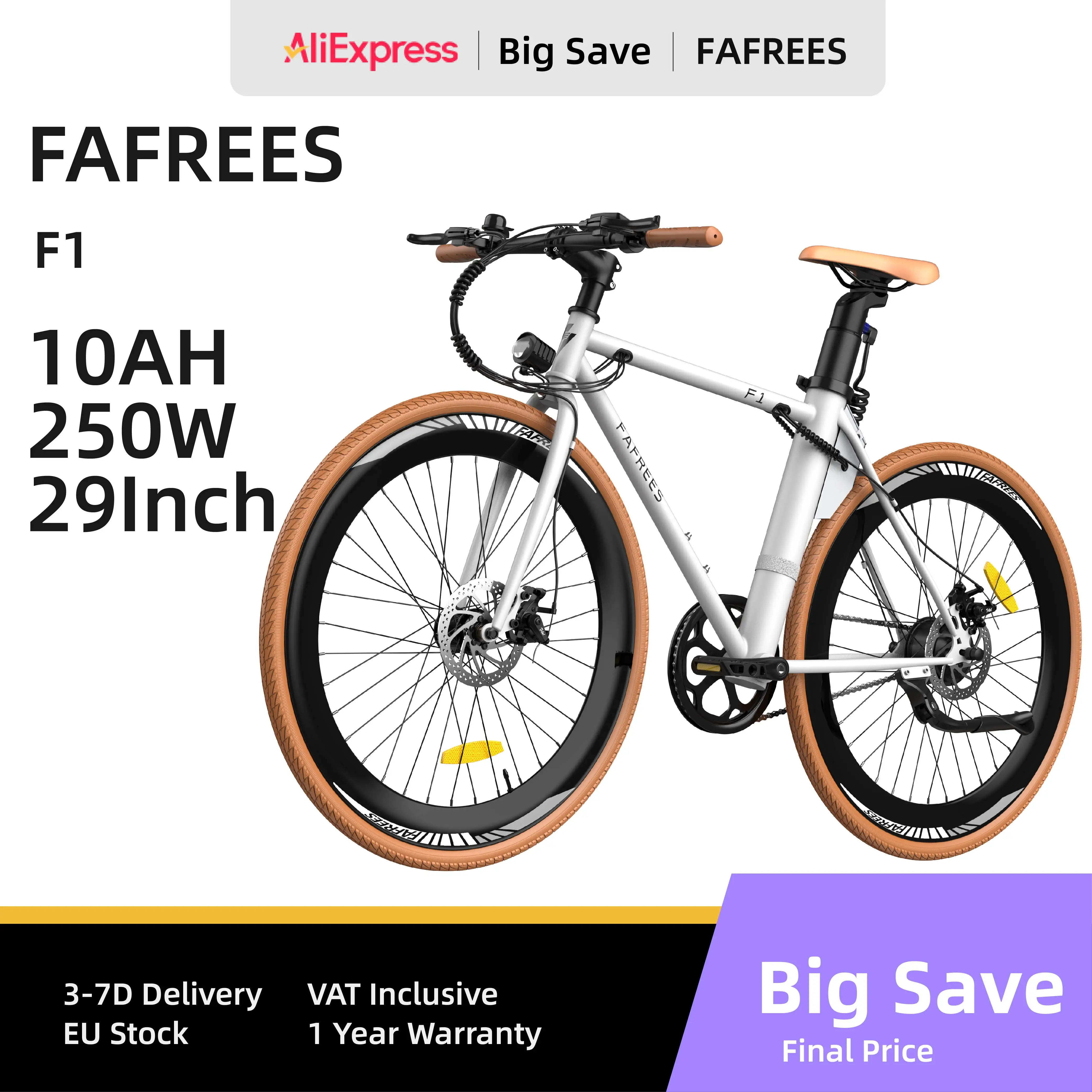 FAFREES F1 Electric Bike 250W Brushless Motor 25km/h Max Speed 7-Speed Transmission Mechanical Disc Brakes LED Display