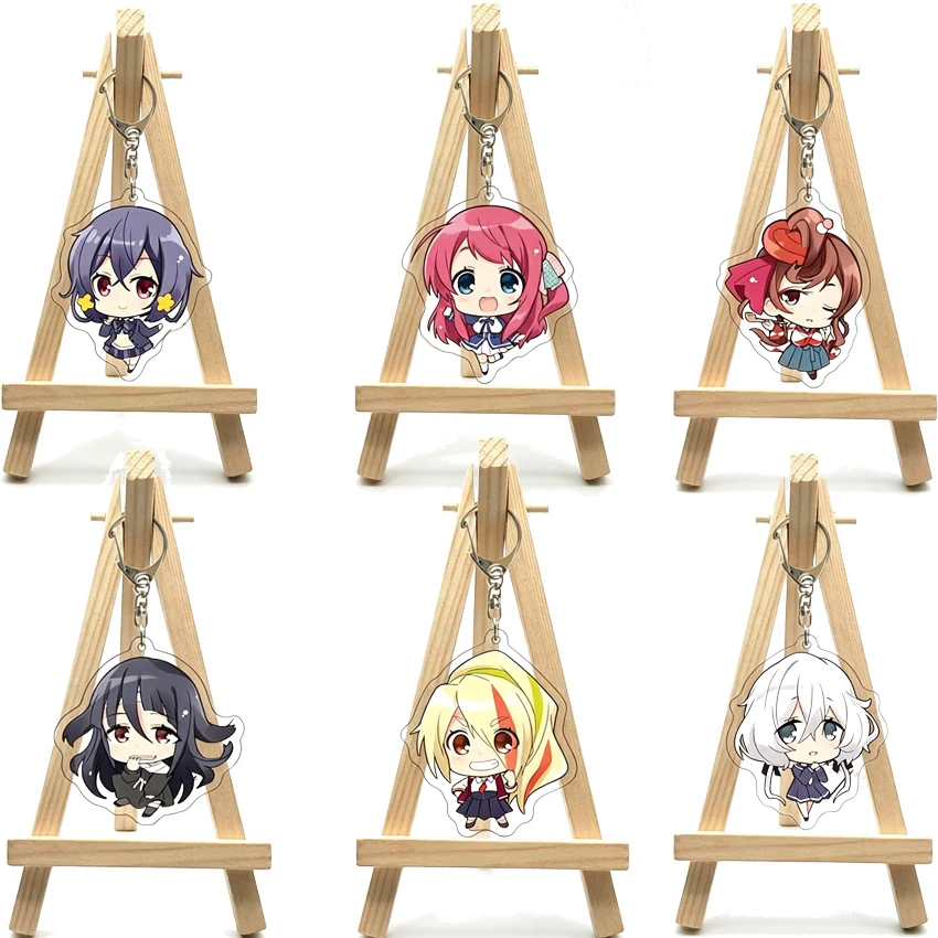 55MM Anime ZOMBIE LAND SAGA ‌   Figur Nikaidō Saki Minamoto Sakura Yūgiri Hoshikawa Lily Mizuno Ai Acryl-Schlüsselanhänger Niedliche Geschenke