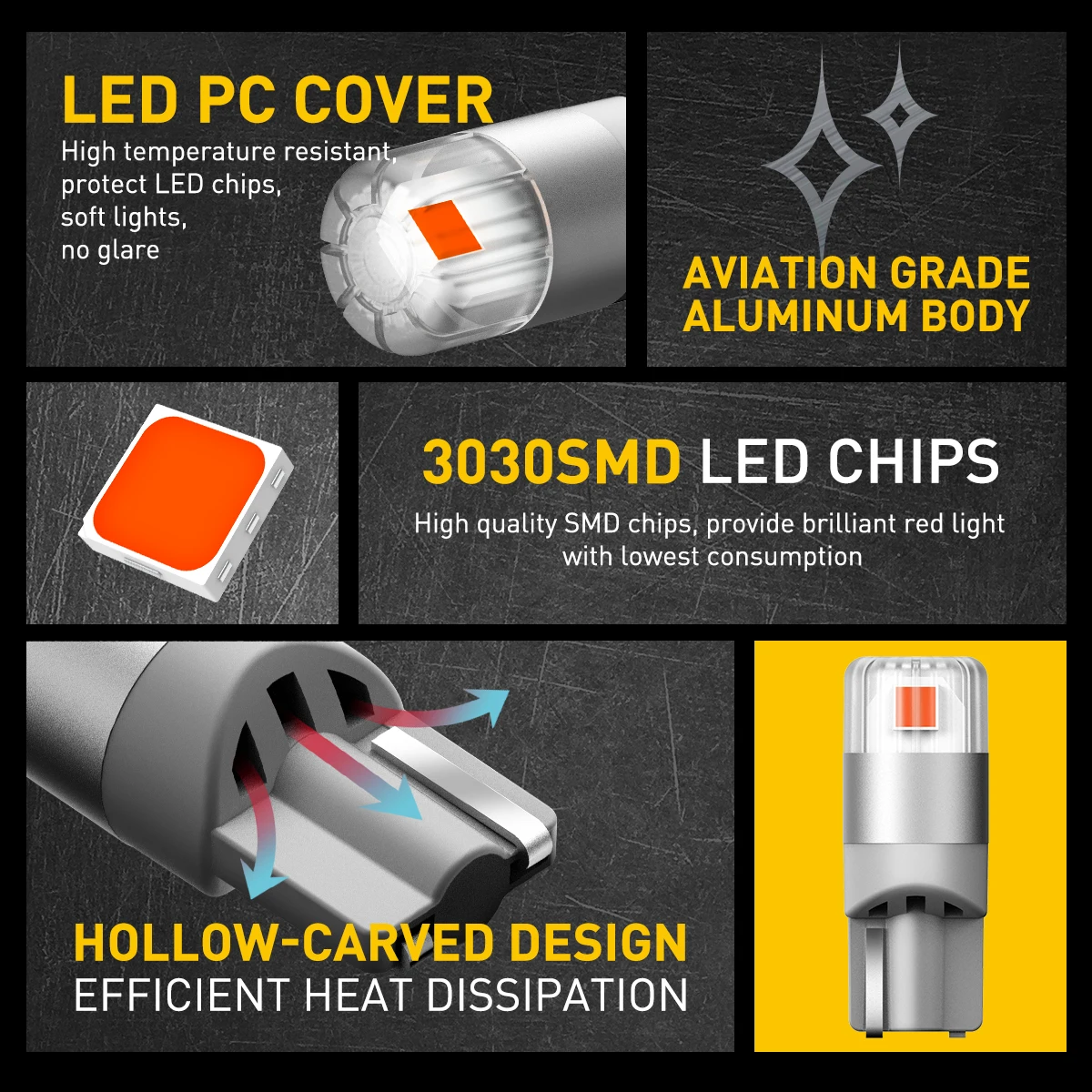 AUXITO 2Pcs T10 LED Red Lamp W5W LED Bulb 194 168 3030SMD Car Parking Position Side Marker Auto Interior Light