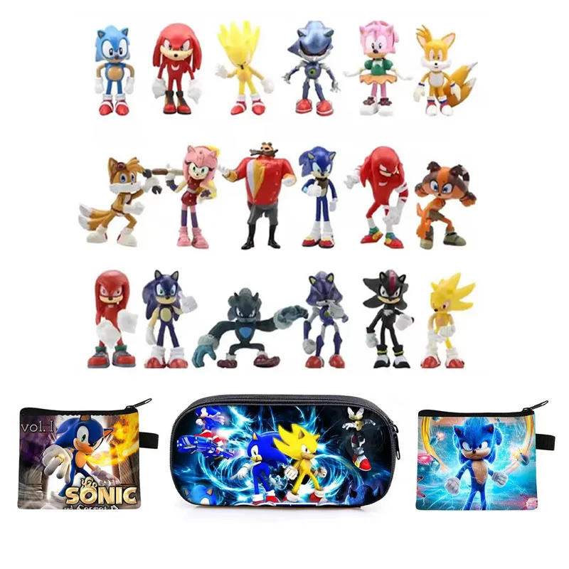 

Фигурка Соника с мини-сумкой для хранения, модель ежа, аниме-фигурка для детей, подарок на день рождения, игрушка для путешествий, коллекционная фигурка
