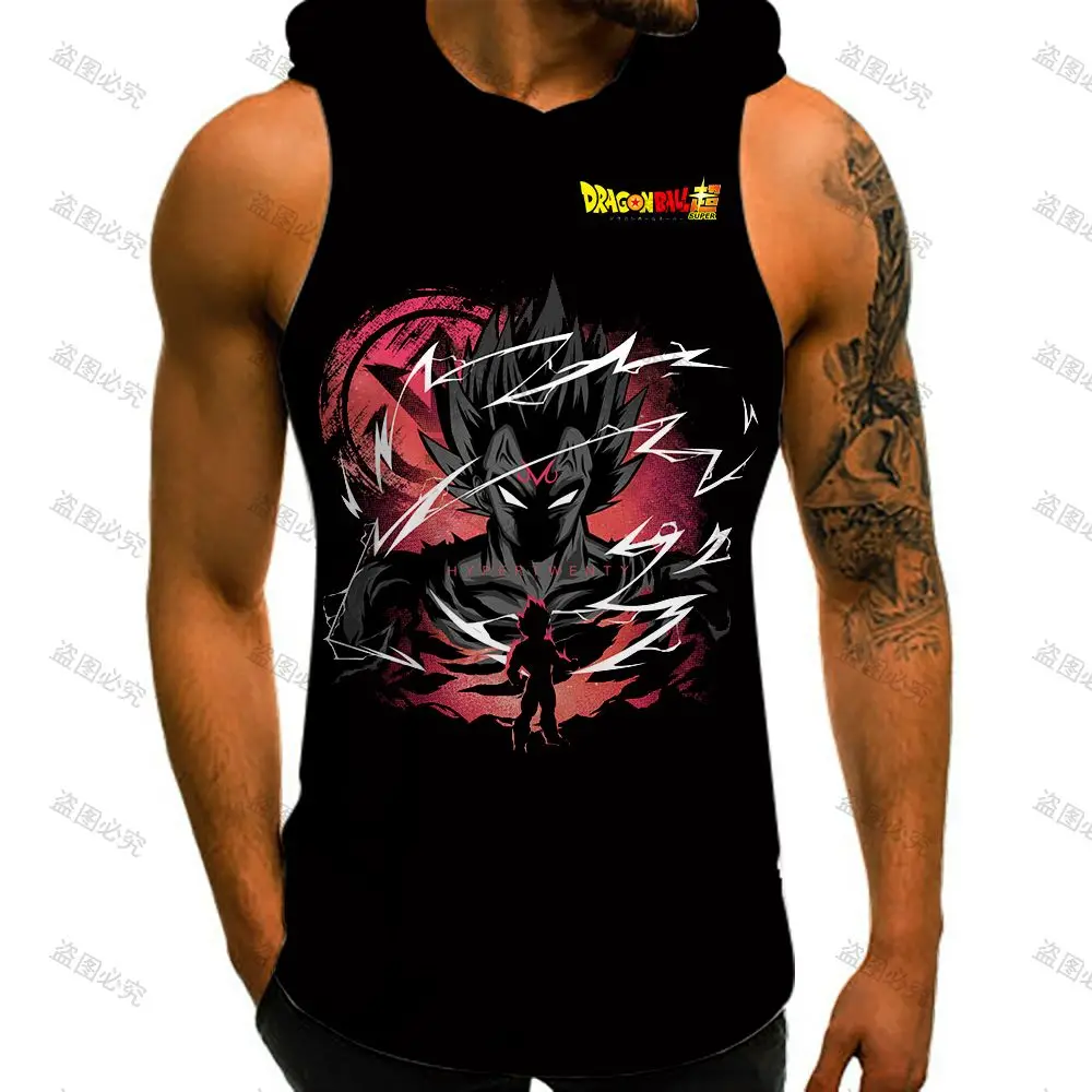 

Vegeta Vest With Hood Men's Clothing Essentials Dragon Ball Z Gym Anime Top T-shirts Y2k Harajuku Style 2024 Oversized New Trend