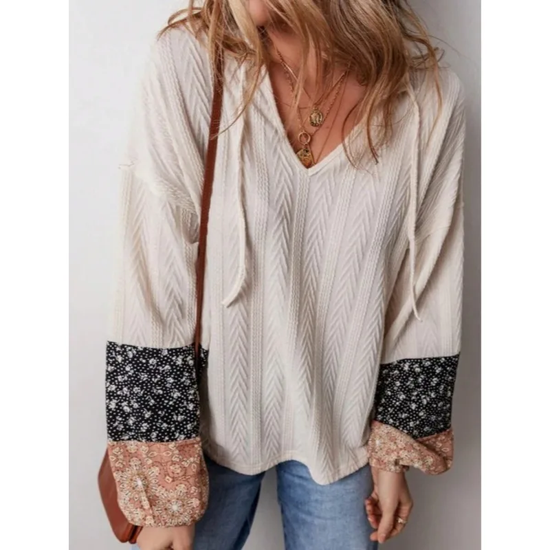 เสื้อผู้หญิงไซส์ใหญ่ 1XL-5XL ลายดอกไม้ ทรงหลวม คอเหลี่ยม แขนสั้น พิมพ์ลาย แต่งระบาย