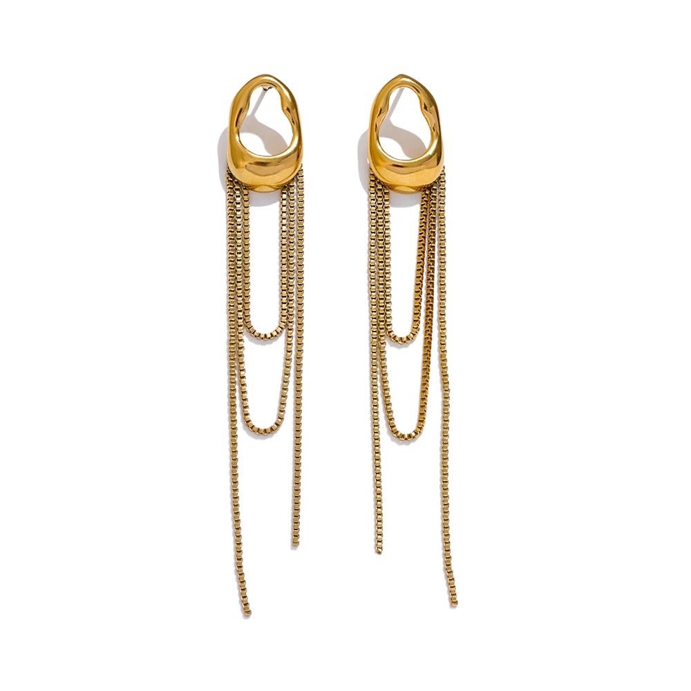 Yhpup 316L roestvrij staal geometrische kwast ketting drop Dangle Oorbellen voor vrouwen temperament populaire waterdichte sieraden cadeau