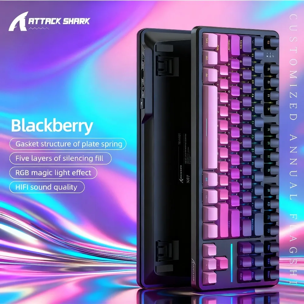 

Беспроводная игровая механическая клавиатура ATTACK SHARK X87 — трехрежимная (BT5.0/2.4G/USB-C) RGB 87kyes Пользовательская клавиатура для киберспортивных геймеров