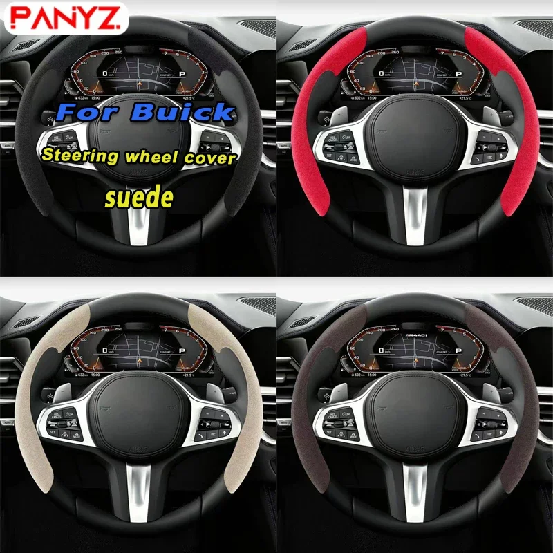 Protector para volante de coche de piel de ante negro para Buick Envision GS GL6 GL8 Avenir Riviera Lesabre protector para volante de coche
