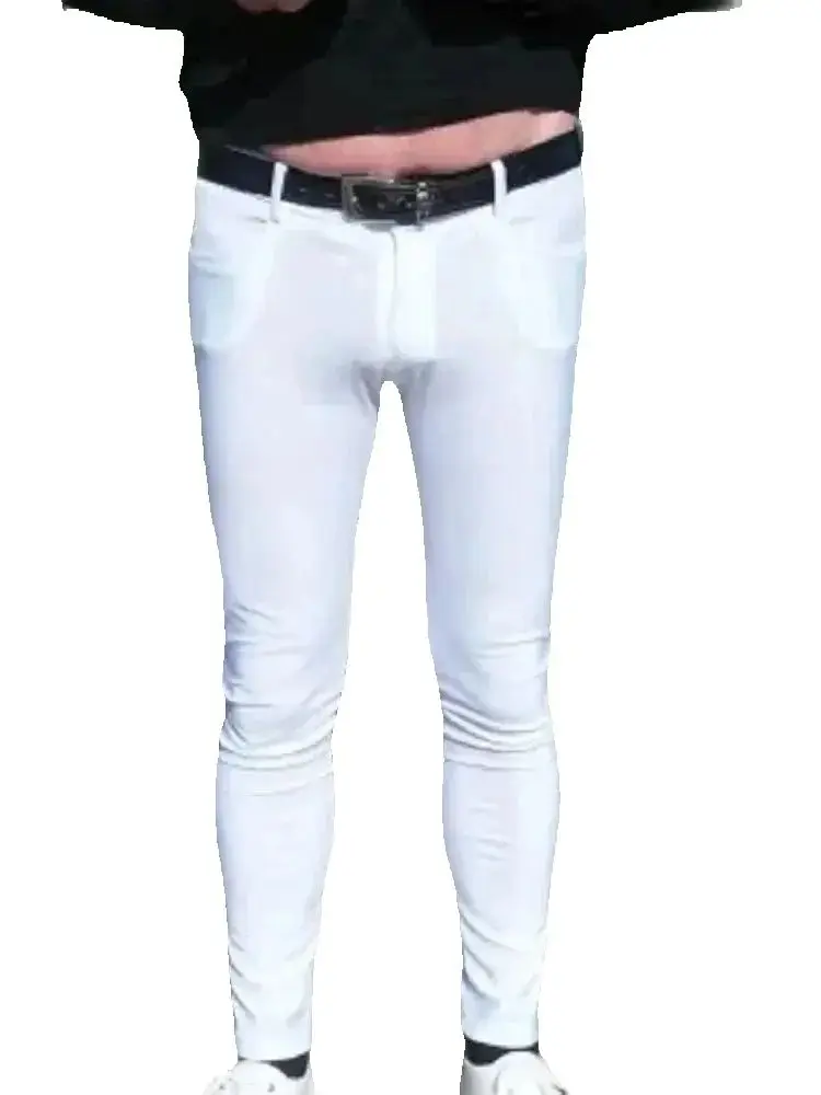 Mens Skinny Jeans Slim-Fit Pencil Pants Fashion Exercise Gym Casual Pants Nightclub Leggings Spring Autumn High-Elastic Trousers