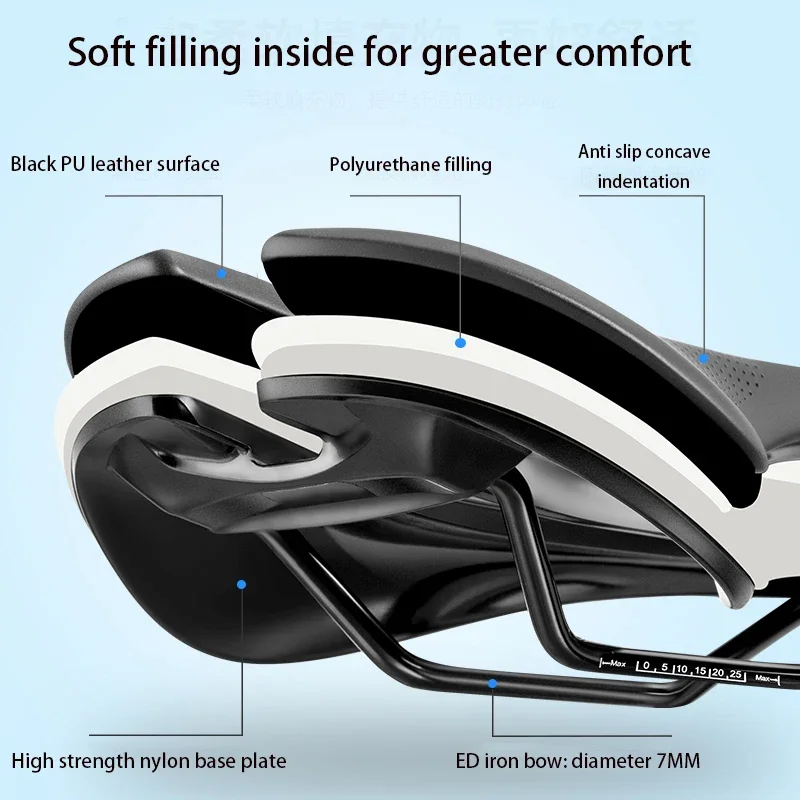PLSELIS MTB دراجة السروج سيليكون وسادة بولي Leather سطح جلد مقعد مريح للصدمات الطريق دراجة وسادة ركوب الدراجات الجلوس