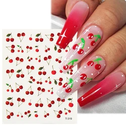 Cherry Nails Stickers Spring Summer Cartoon Avocado Cactus Strawberry Fruit Sweet Girls DIY Nail Charming Manicure Decals #T-319