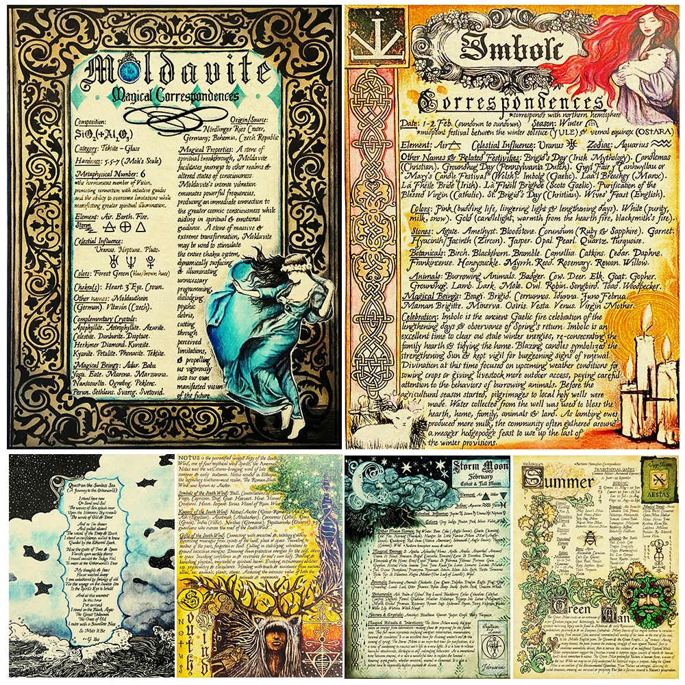 

Sea Candle Spell And Storm Moon, Magic Wall Art Canvas Painting, Pagan Witchcraft Art, Poster And Print,Home Decoration Unframed