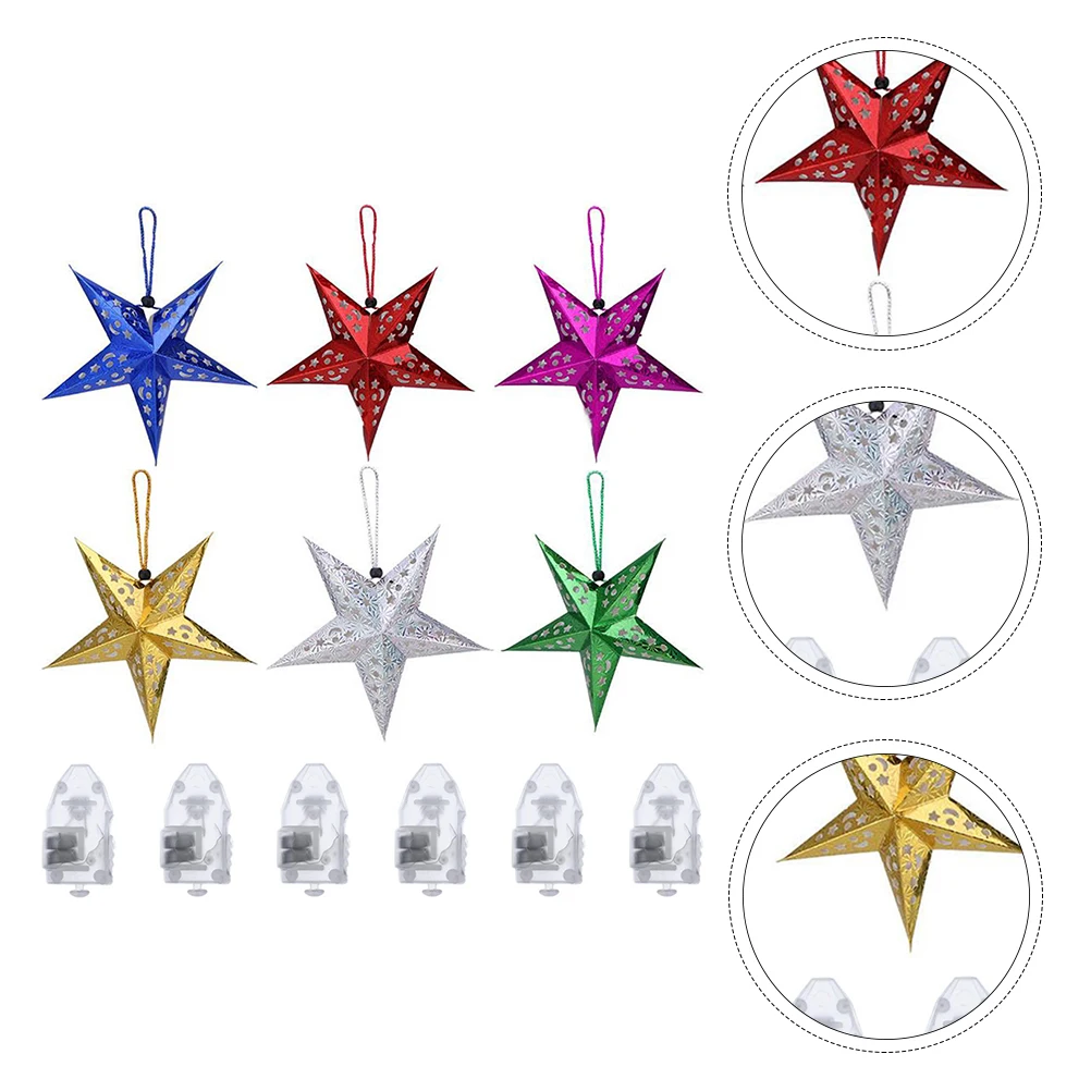 

1Set Christmas Pentagram Hanging Creative Pendant For Party Decorative Accessories Unique Xmas Lamp Decor Delicate Ceiling Light