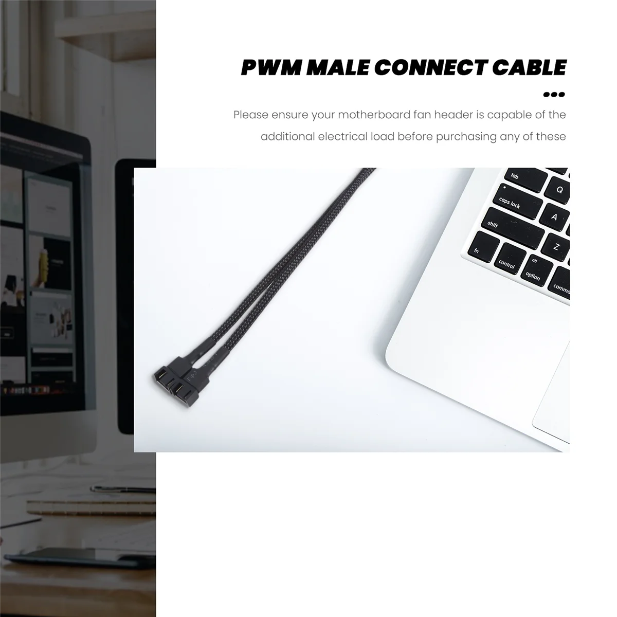 1 to 2 Way Braided Cable Y Splitter 3/4 Pin PWM Male Connector Fan Computer PC Fan Extension Adapter Cable