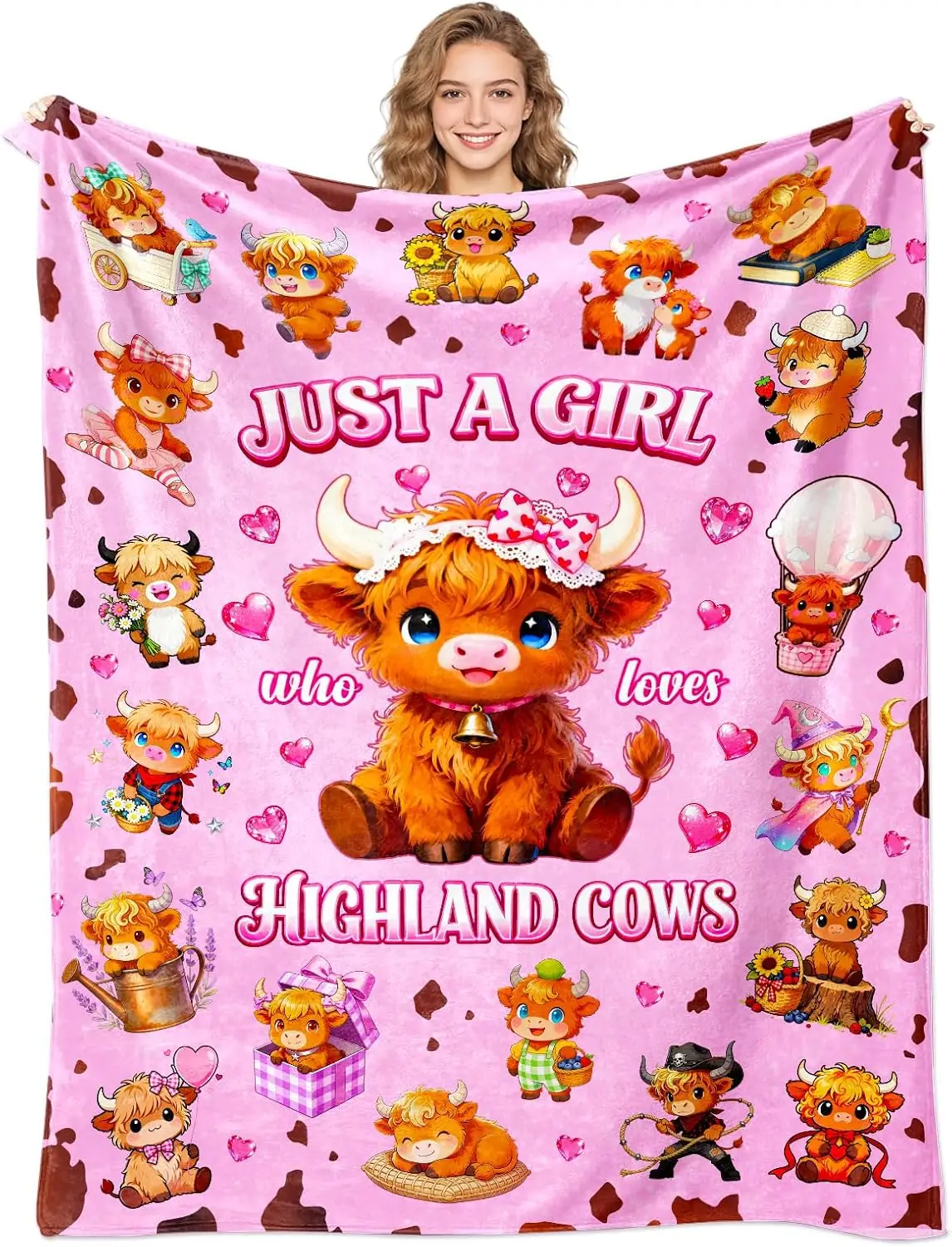 Highland Cow Blanket Soft Cozy Plush Flannel Highland Cow Themed Print Throw Blanket Cows Lovers Gifts Birthday Bedding Decor for Women Girls Stuff 50