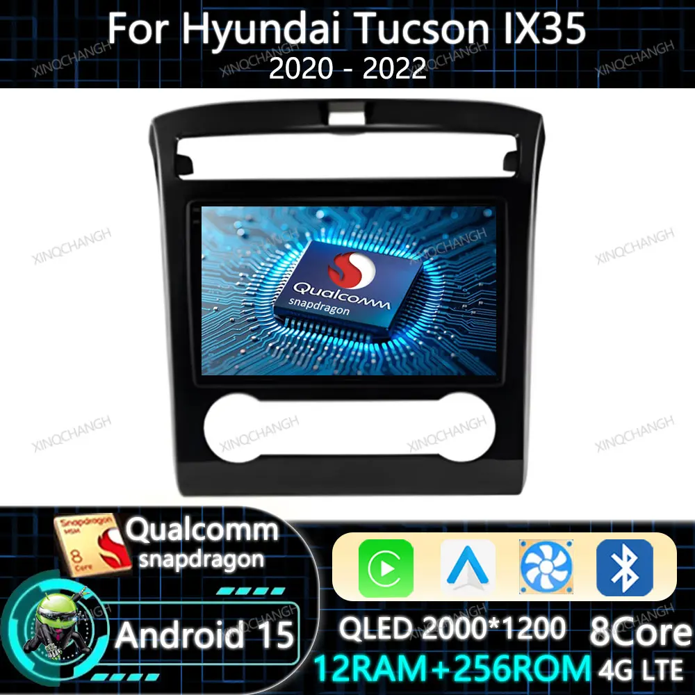 Android 15 Car Radio Carplay Auto For Hyundai Tucson IX35 2020 2021 2022 Navigation QLED 2DIN 4G WIFI Multimedia Video Player BT