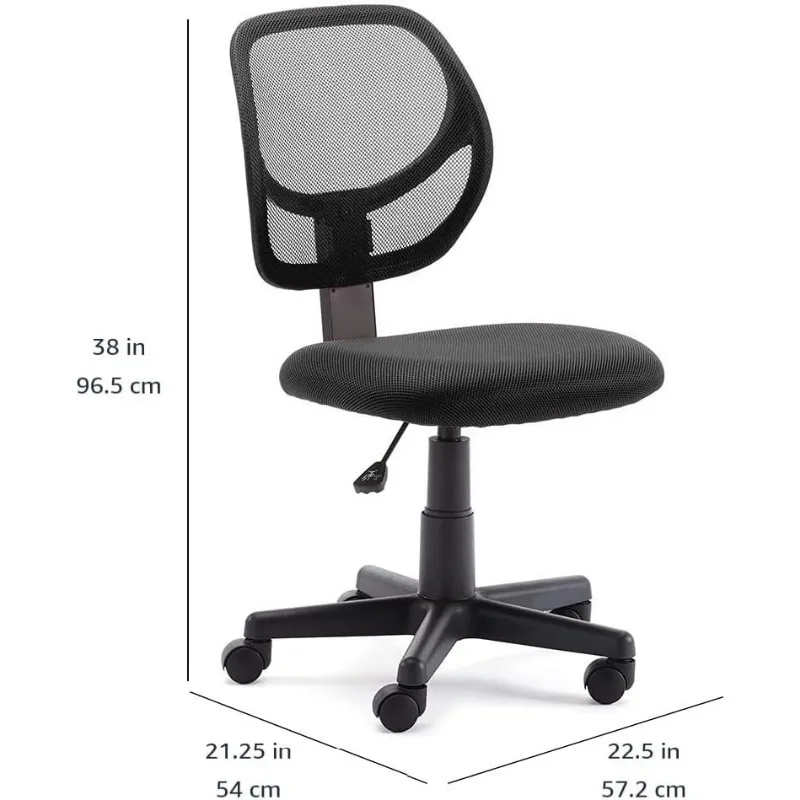 Office Computer Task Desk Chair, Low-Back, Pneumatic Seat, Breathable Mesh, Adjustable, Swivel, 21.25