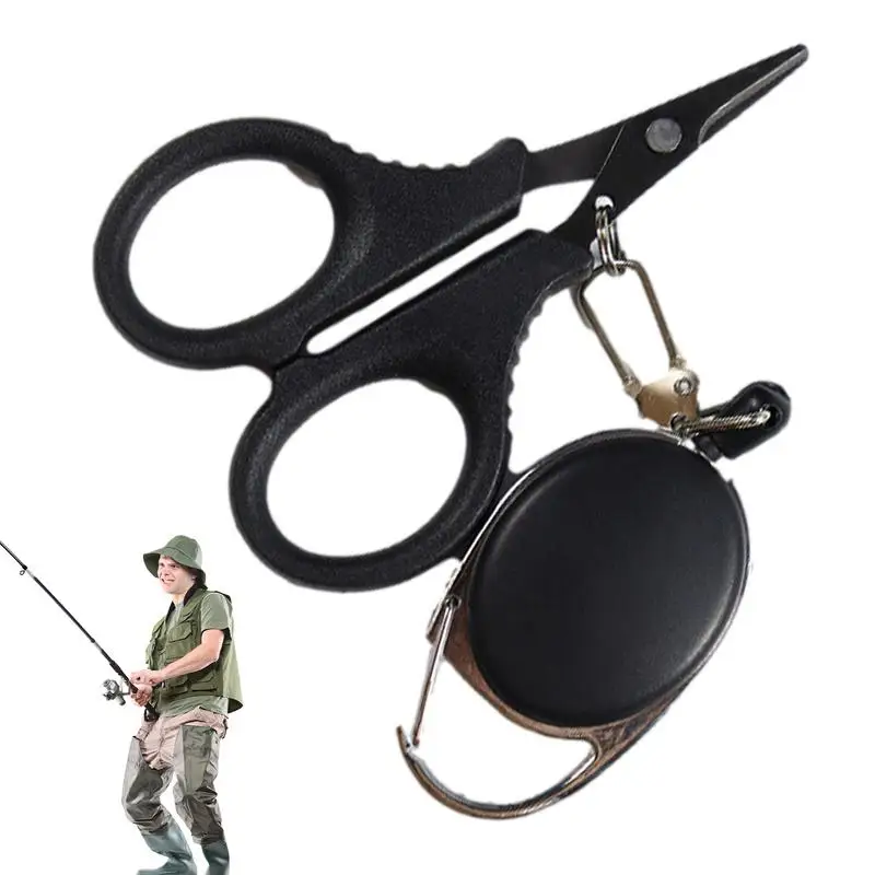 Scissors For Fishing Thread Fishing Thread Cutting Scissors In Stainless Steel Retractable Lanyard Rustproof Fishing Scissors