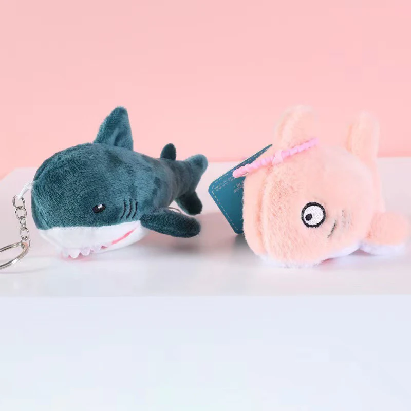 Llavero creativo divertido lindo Pequeño tiburón muñeco de peluche colgante pareja niña bolsa decorar regalo de cumpleaños, nuevo