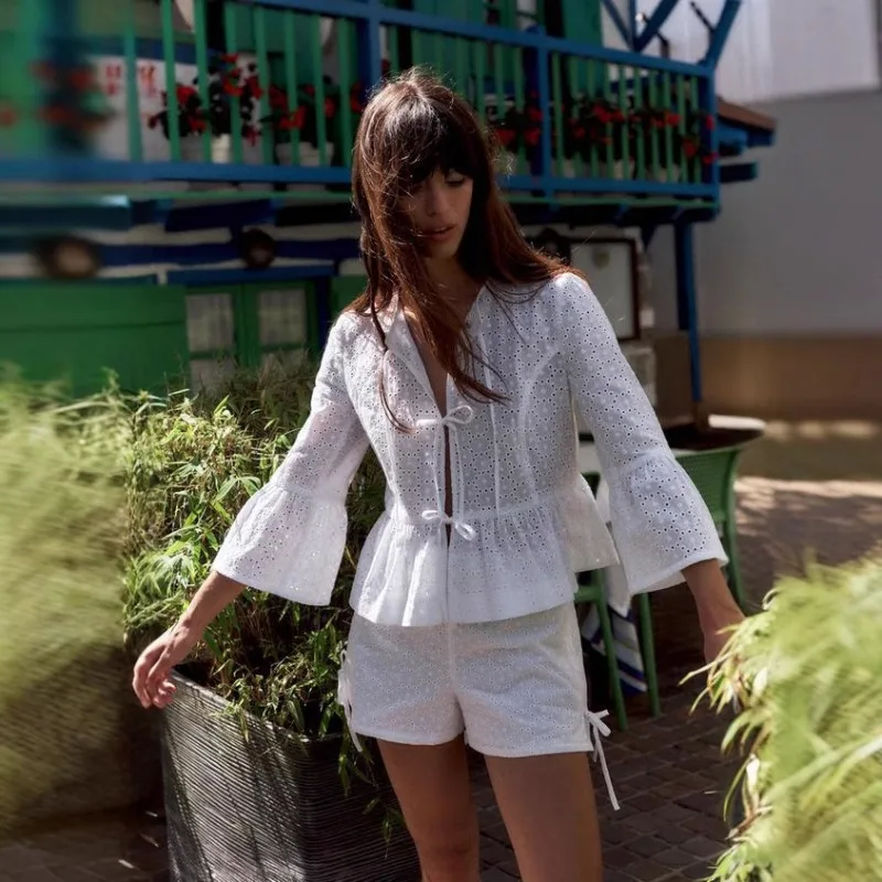 

Summer Dress Women 2025 New Chci Shirt Solid Bow Swee Casual Holiday