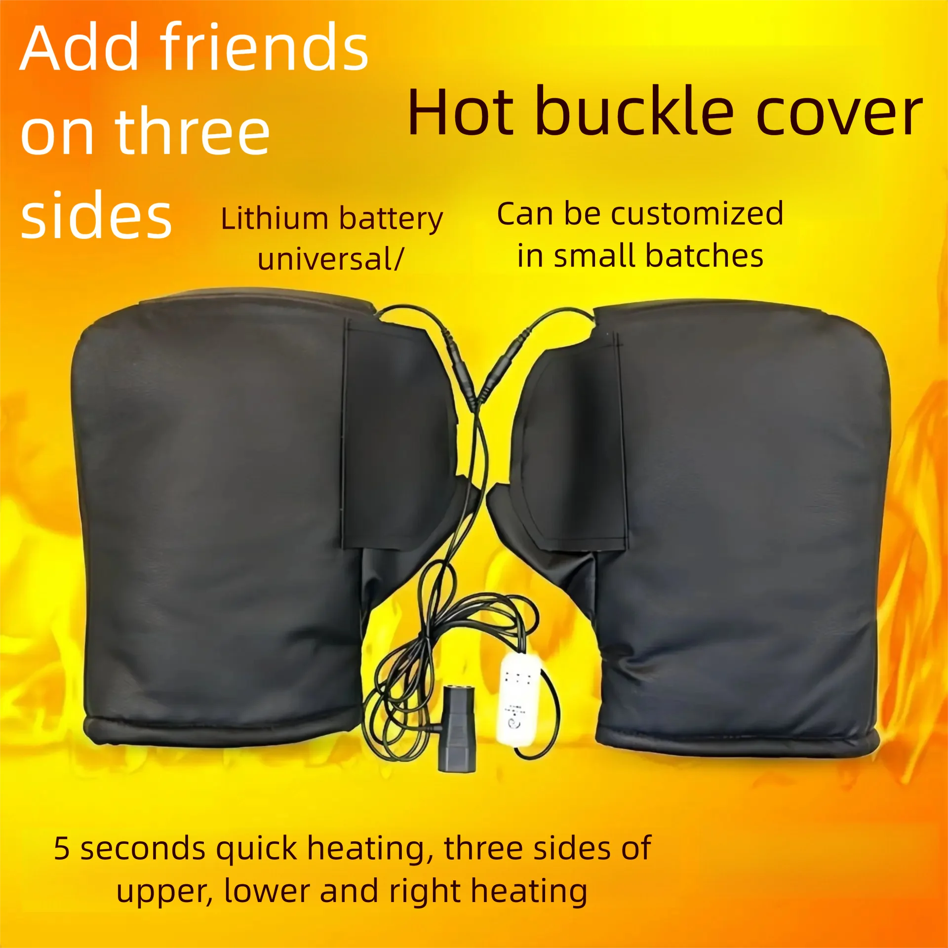 

Electric Heating Handlebar Gloves Windproof Motorbike Heated Handle Grip Gloves 3 Levels Setting USB Charging for Outdoor Riding