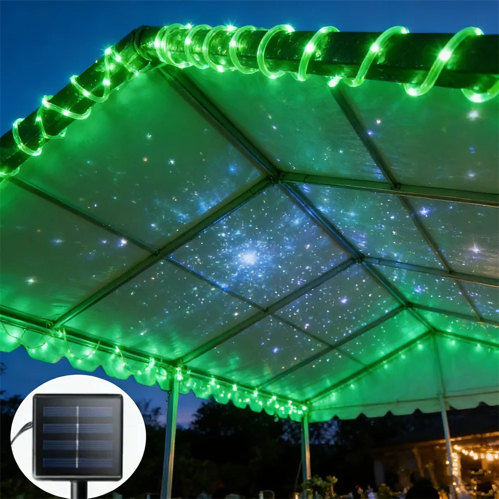 LED Rope Light String Solar Power Outdoor Fairy Lights Decoration for Garden Terrace Wedding Party Home Christmas Tree Halloween
