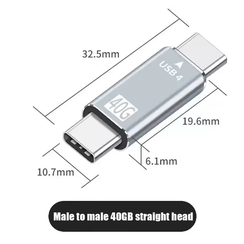 

2pcs 40Gpbs Type C Male to Type C Male Full Featured Adapter For Transmission and Charging