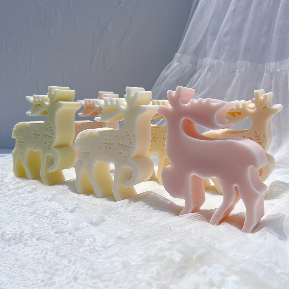 Christmas Reindeer Silicone Candle Mold Christmas Elk Silicone Mold Christmas Ornaments Fawn Soy Wax Silicone Mould Xmas Decor