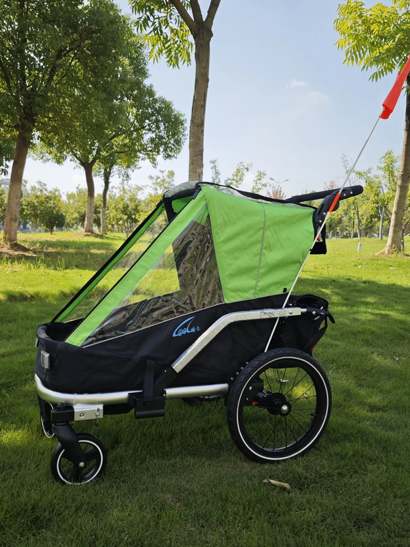 Genuine new single-seater children's bicycle trailer riding trailer children's trailer shock absorption type trolley one key ret