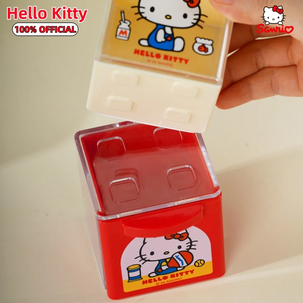 Genuine Hello Kitty Mini Storage Cube Sanrio Stack‑Able Drawer Dust‑Proof Box For Stationery Toy Sticker Small Items Organizer view 3