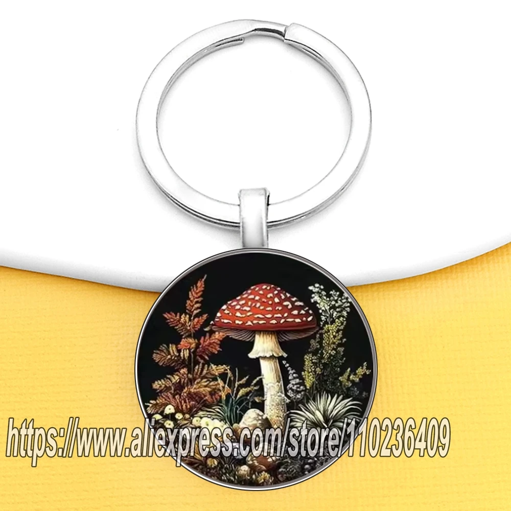 Beautiful Mushroom Keychains for Women Mysterious Forest Plants Keychain Gift for Friend Pendant for Key