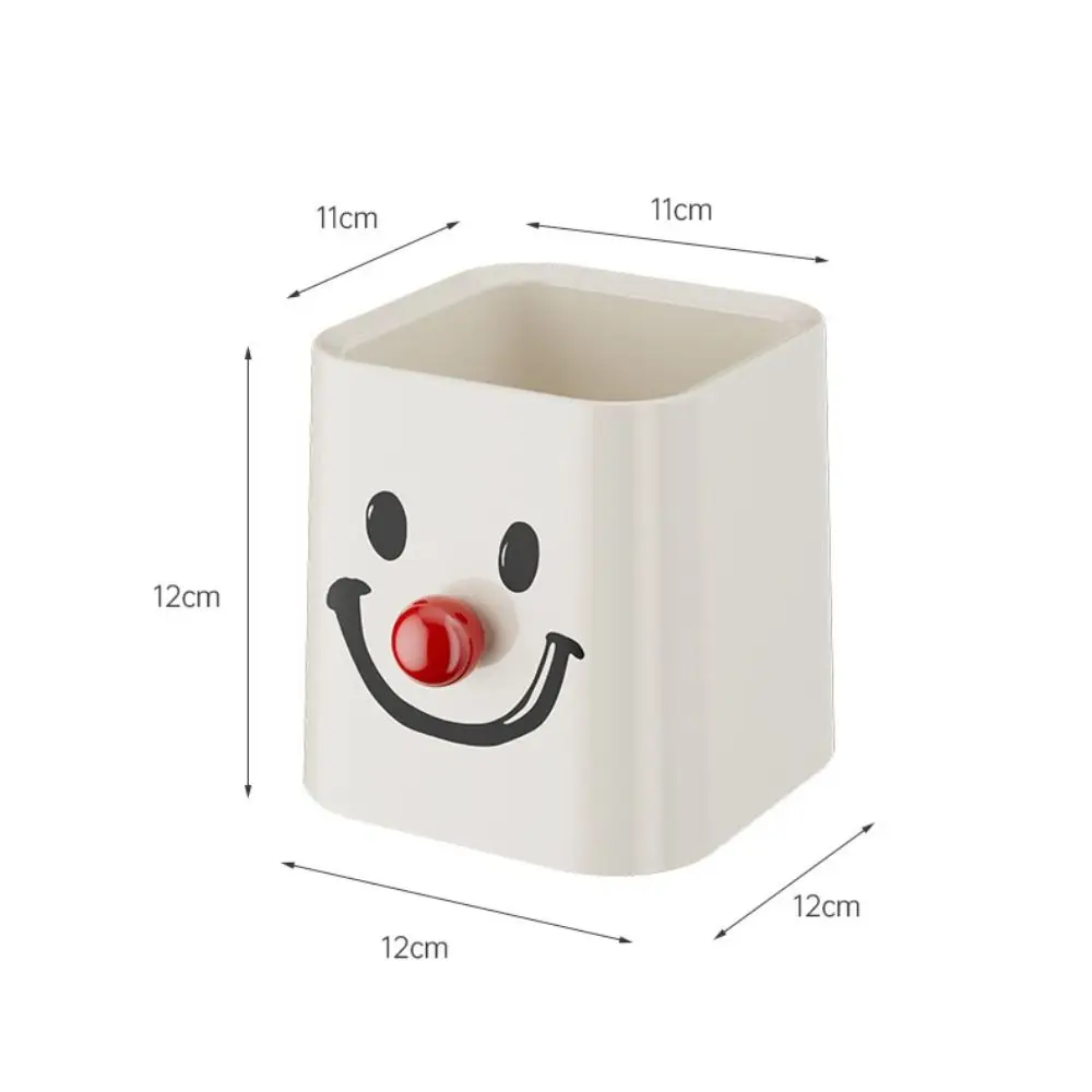 Smiling face pattern pen container Bottom hollowing Light weight Stationery Case pp Waterproof Desktop Storage Box School