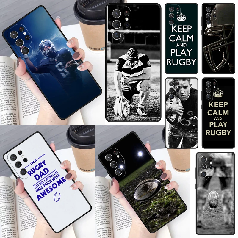 Keep Calm and Play Rugby Cover For Samsung Galaxy S23 Ultra S22 S20 S21 FE S8 S9 S10 Plus Note 10 20 Ultra phone Case