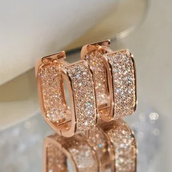 2026 New Sparkling All Diamond Women's European and American Earrings Elegant Luxury Gold/Silver Fashion Simple Accessories
