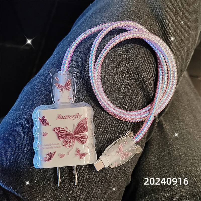 Butterfly Charger Protective Case Cable Protector For iPhone 18W/20W Anti-break Charger Protective Rope Management Cord Winder view 2