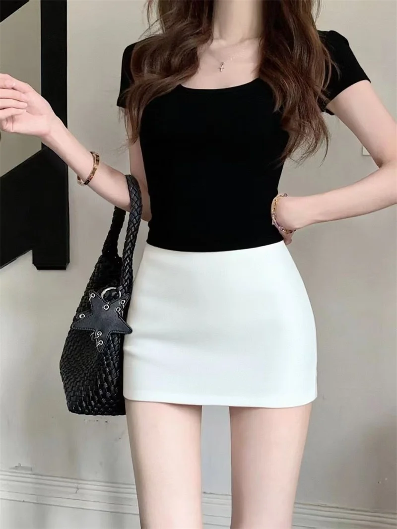 

Сексуальные брюки с высокой талией, облегающая юбка или юбки трапециевидной формы, однотонные вязаные облегающие летние женские платья