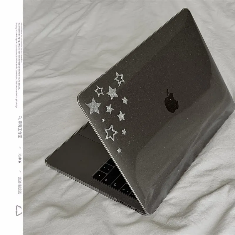 Silver Shimmering Stars Glitter Laptop Case For Macbook Air 13.6 M4 NEO 15 M3 Hard Cover For Mac Book Pro 13 M1M2 14 M4 M5 16