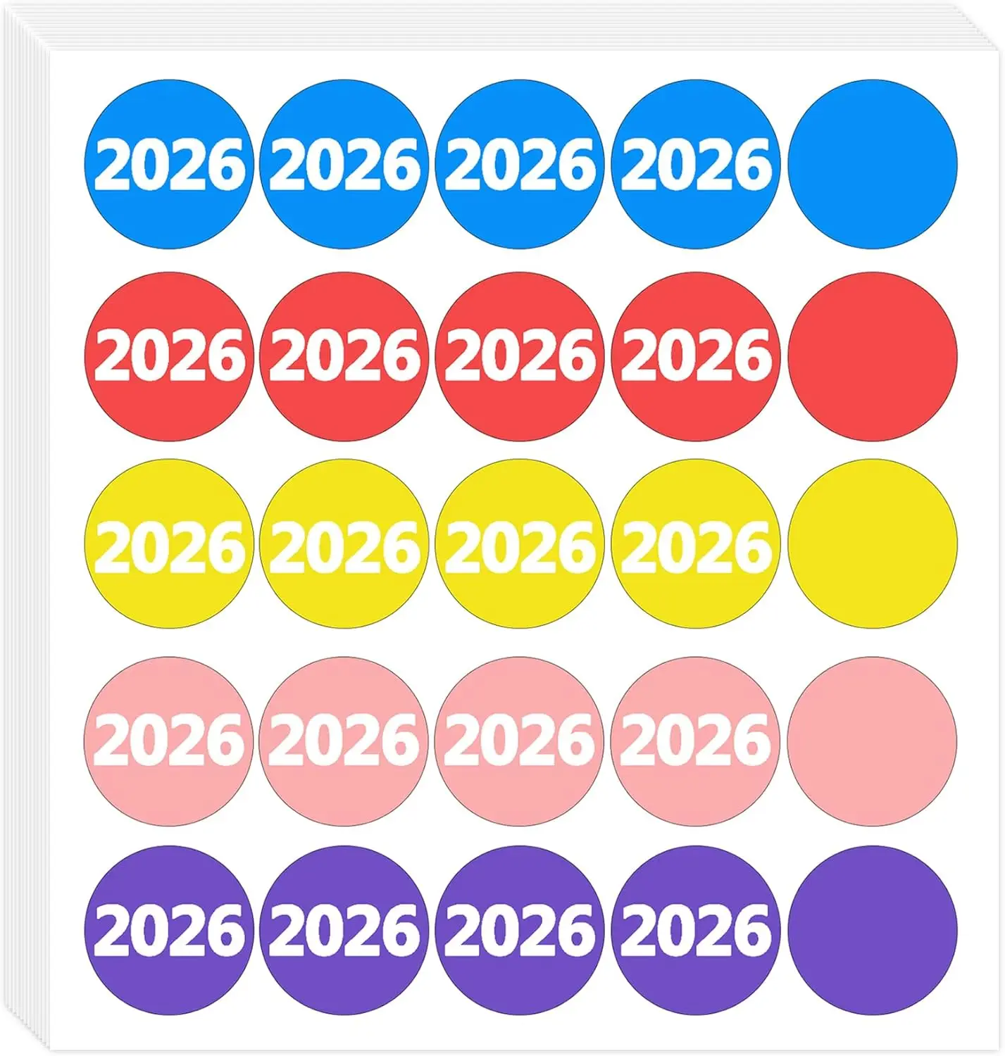 

Наклейки на 2026 год, 1-дюймовые круглые точечные наклейки, цветные этикетки для хранения книг, этикетки для организации папок с файлами 500