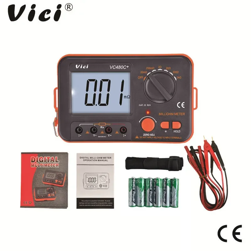 VC480C+ Digital Milliohmmeter DC Low Resistance Tester Microohmmeter 0.01mΩ~2kΩ Detectable Resistance Transformer Circuit Board