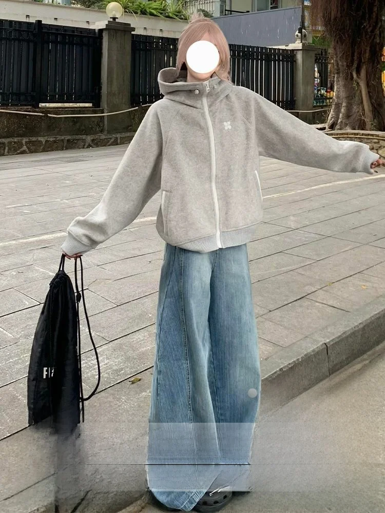 

Джинсы женские широкие с бамбуковым дизайном, больших размеров, свободные, стройнящие, длинные брюки, осенне-зимние, новые, в американском стиле, с низкой талией