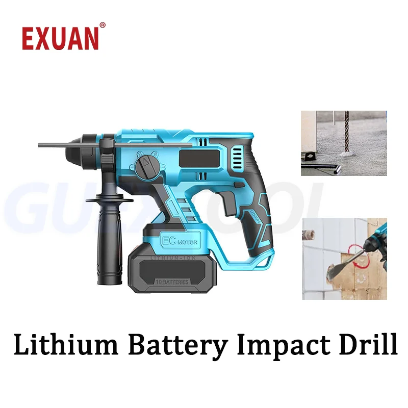 Lithium Battery Impact Drill Excavate Wall Brushless Electric Hammer Concrete Rotary Electric Pick  Cordless Hammer Power Tools