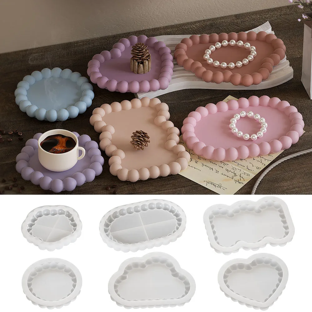 Bubble Storage Tray Silicone Mold DIY Resin Plaster Cement Holder Casting Mould Round Cloud Heart Shape Coaster Home Decor