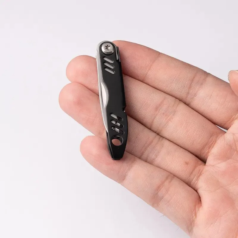 Multifunctional Folding Cutting Knife, Portable Keychain Tool with SIM Card Pin & Bottle Opener