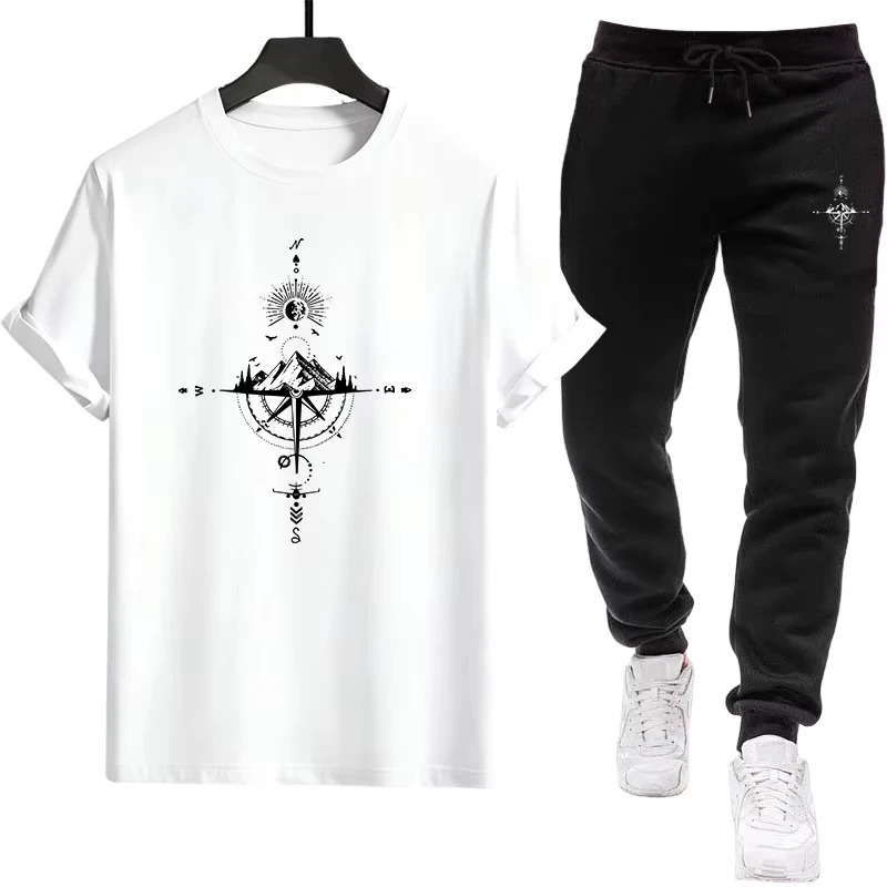 

2026 new Mens Soft Breathable T-Shirt Tracksuit Set Urban Casual Comfort Outfit Spring Summer Home Wear Tshirt Sweatpants