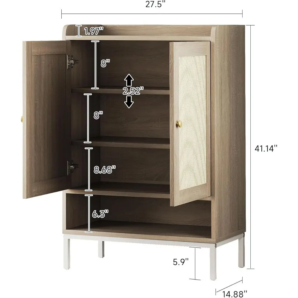 خزانة أحذية قابلة للتعديل مكونة من 5 طبقات لـ 20 زوجًا - لمسة نهائية طبيعية
