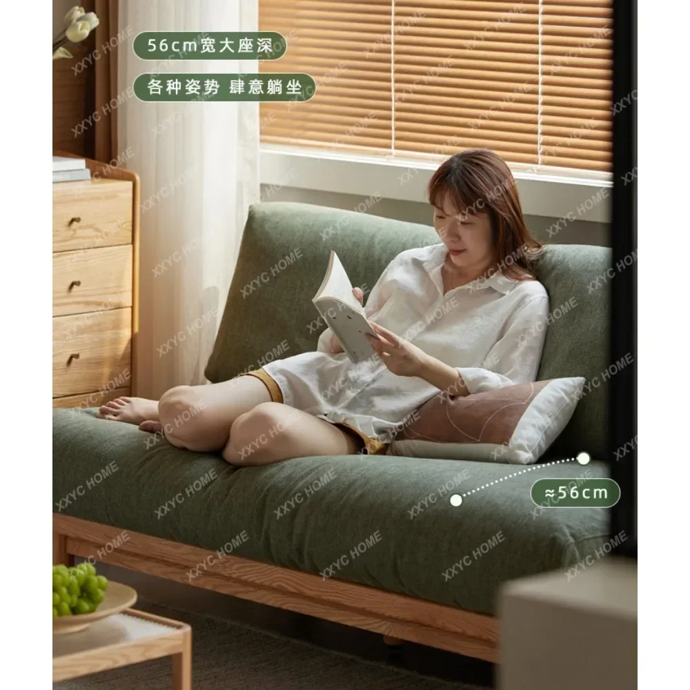 

Диван из массива дерева, простой тканевый диван без подлокотников в японском стиле для небольшой квартиры, гостиной, съемный и моющийся тканевый диван L7062