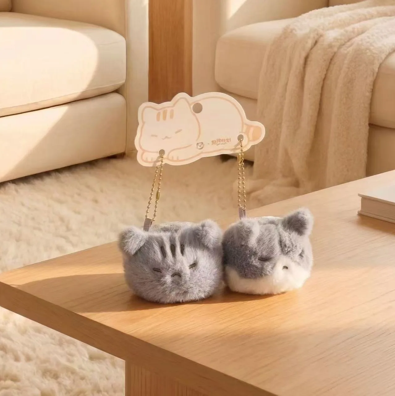 Cute Cat Doll Plush Toy Bag Hanging Magnet - Adorable Cat CP Keychain Three-colored Cat Keychain view 2